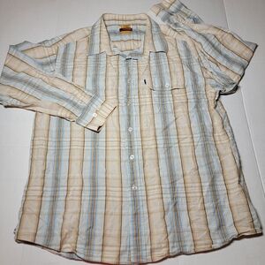 Mecca Men's Striped Button Down Shirt Y2K‎ Hip-Hop